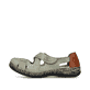 Grüne Rieker Ballerinas 46368-52 mit einem Klettverschluss. Schuh Außenseite.
