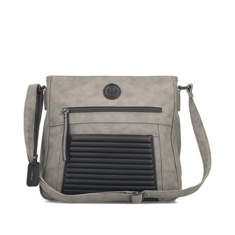 Sac Ã  main Rieker H1481-42 gris avec poche intérieure, fermeture éclair et poche pour téléphone portable. Face avant.