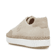 Beige Rieker Damen Sneaker Low M2912-62 mit einer Schnürung. Schuh von hinten.