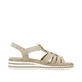 Beige Rieker Keilsandaletten V0649-62 mit Schmuckelementen sowie einem Gummizug. Schuh Innenseite.