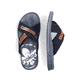 Blaue Rieker Herren Pantoletten 21239-14 mit Komfortweite G sowie leichter Sohle. Schuh von oben, liegend.