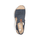 Blaue Rieker Keilsandaletten 68175-14 mit modischen Raffungen sowie Gummizug. Schuh von oben.