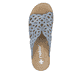 Mules Rieker bleues femme V0689-12 avec strass ainsi que coupe étroite E. Chaussure vue de dessus.