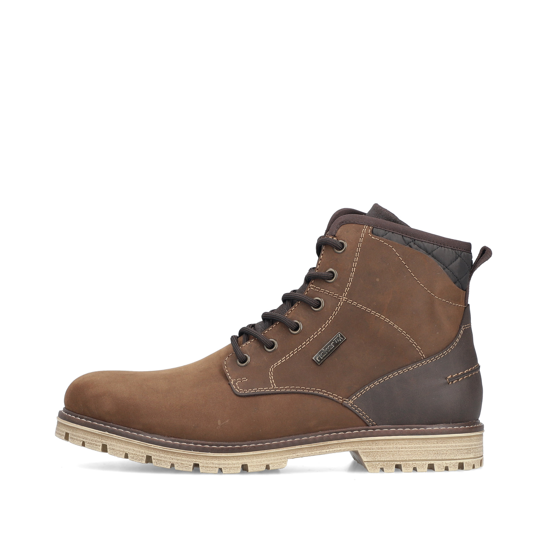 Braune Rieker Herren Schnürstiefel F3614-25 aus Rauleder. Schuh Außenseite.
