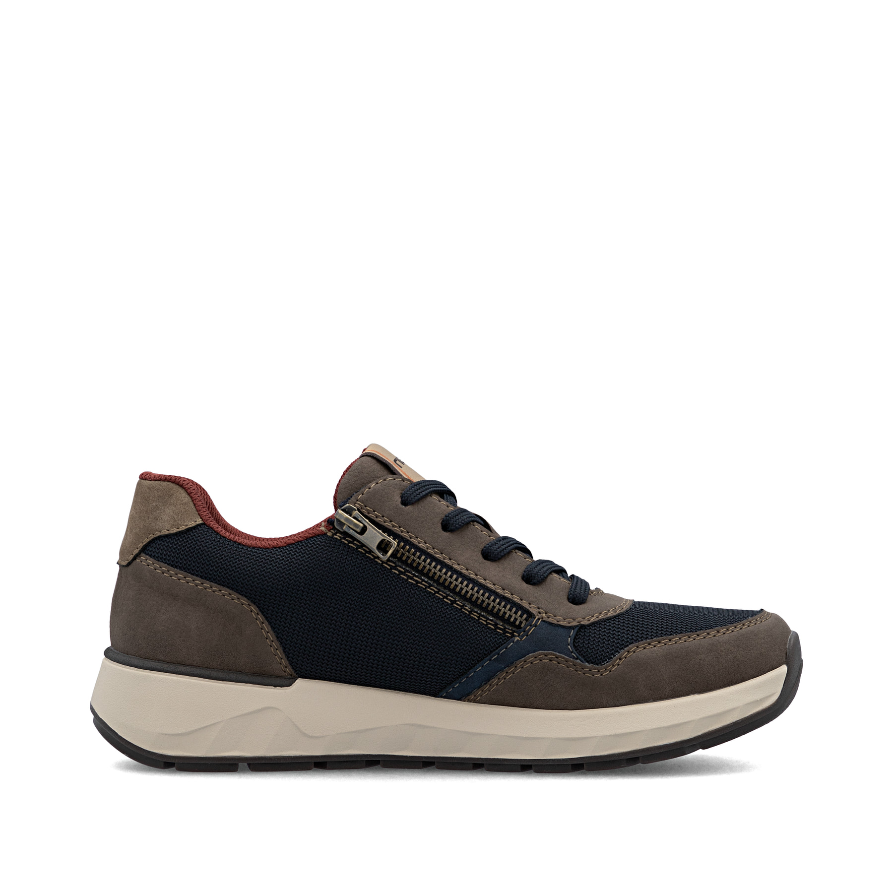 Blaue Rieker Herren Sneaker Low 11501-14 mit Reißverschluss sowie Extraweite H. Schuh Innenseite.