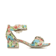 Mehrfarbige Rieker Riemchensandaletten 64958-90 mit dekorativer Blume. Schuh Innenseite.
