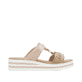 Goldene Rieker Damen Pantoletten V0200-90 mit einem Klettverschluss. Schuh Innenseite.