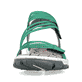 Grüne Rieker Damen Trekkingsandalen 68871-52 mit einem Klettverschluss. Schuh von vorne.