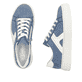 Blaue Rieker Damen Sneaker Low N9920-14 mit einem Reißverschluss. Schuh von oben, liegend.