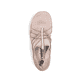 Rosane vegane Rieker Damen Slipper 45260-31, Barfußschuhe mit einem Gummizug. Schuh von oben.