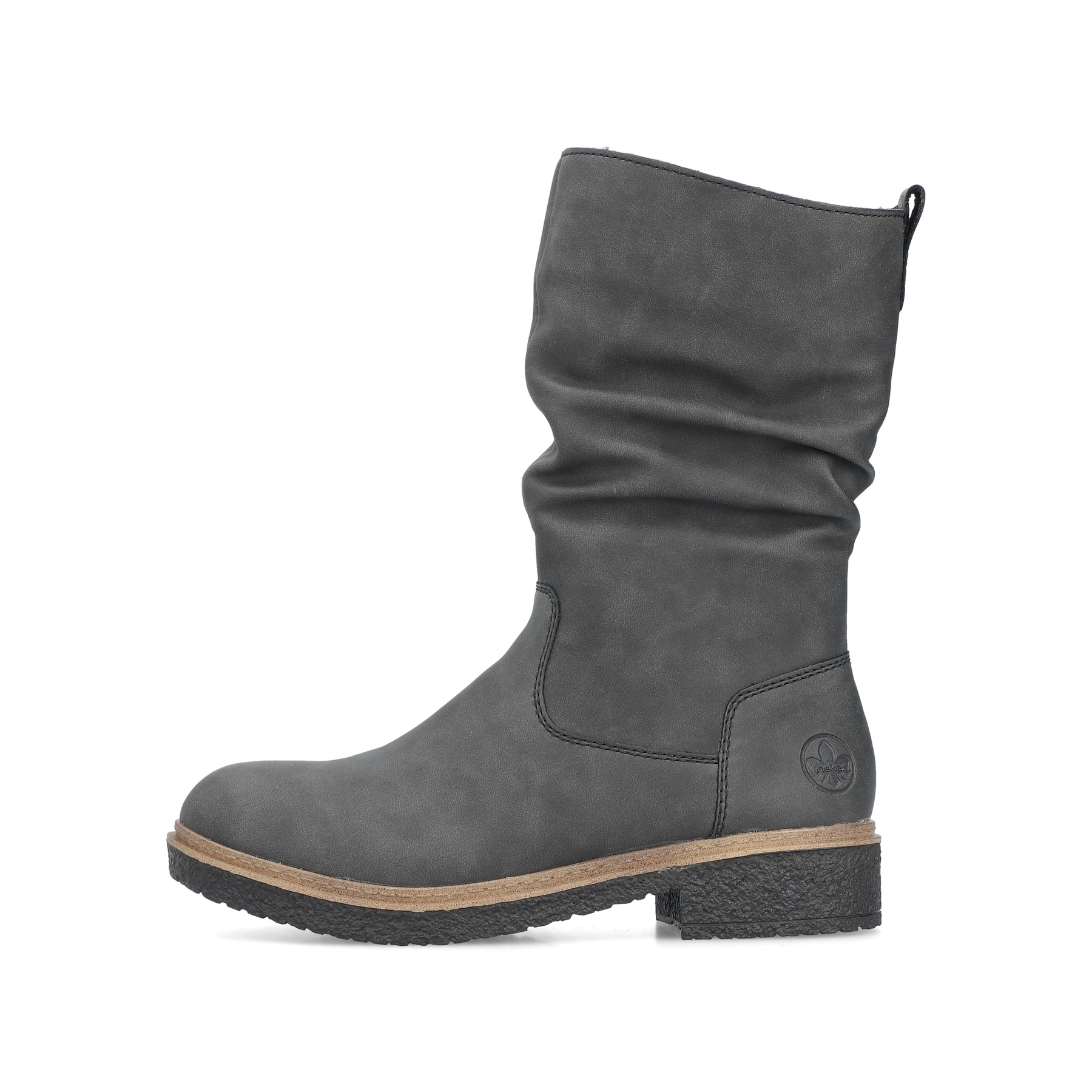 
Sandbeige Rieker Damen Chelsea Boots Z4994-60 mit einer schockabsorbierenden Sohle. Schuh seitlich schräg