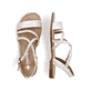Beige Rieker Damen Riemchensandalen 65264-60 mit Schnalle sowie griffiger Sohle. Schuh von oben, liegend.