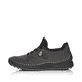 Graue Rieker Damen Slipper 51568-45 mit Gummischnürung sowie geprägtem Logo. Schuh Außenseite gespiegelt.