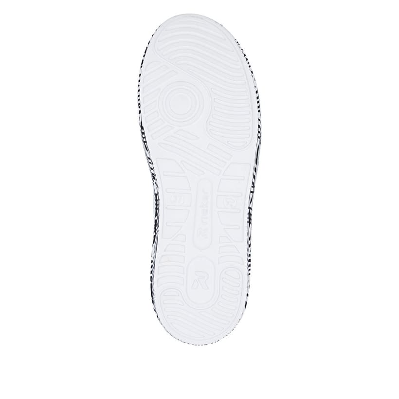 Baskets basses Rieker blanches pour femme W1201-83 en cuir lisse. Semelle extérieure de la chaussure.