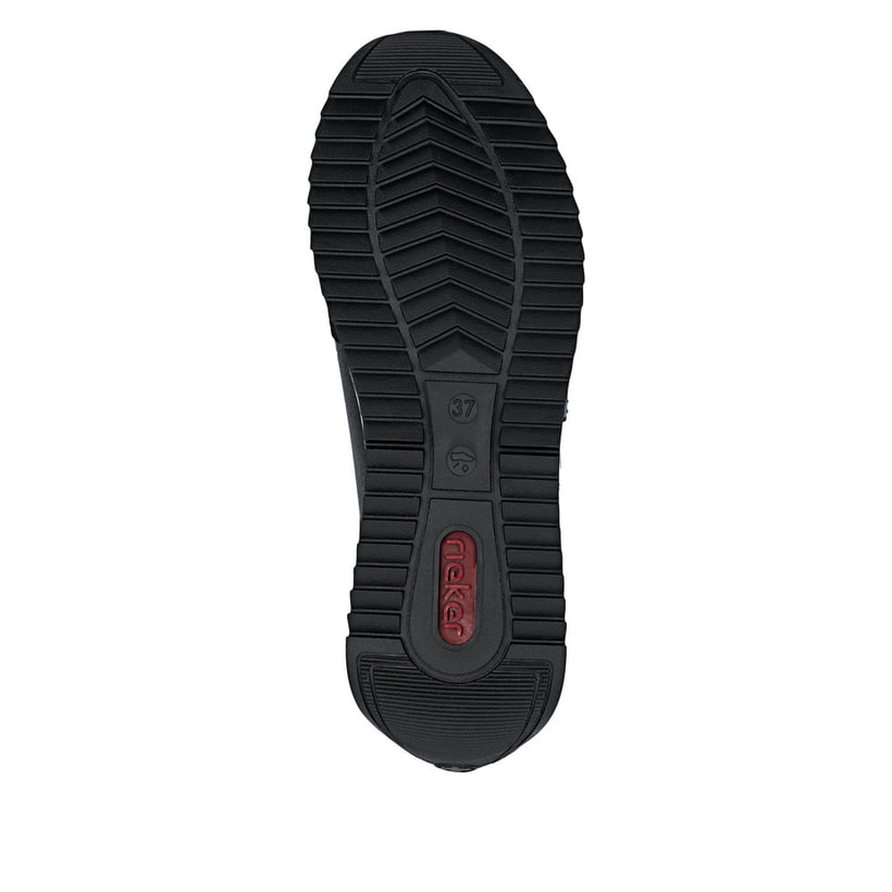 Schwarze Rieker Damen Schnürschuhe N1210-00 mit einem Reißverschluss. Schuh Laufsohle.
