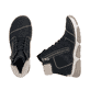 Schwarzbeige Rieker Damen Schnürstiefel 45931-00 mit einem Reißverschluss. Schuh von oben, liegend.