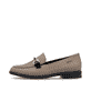 Mocassins Rieker beiges pour femmes 46264-60 avec éléments décoratifs. Côté extérieur de la chaussure.