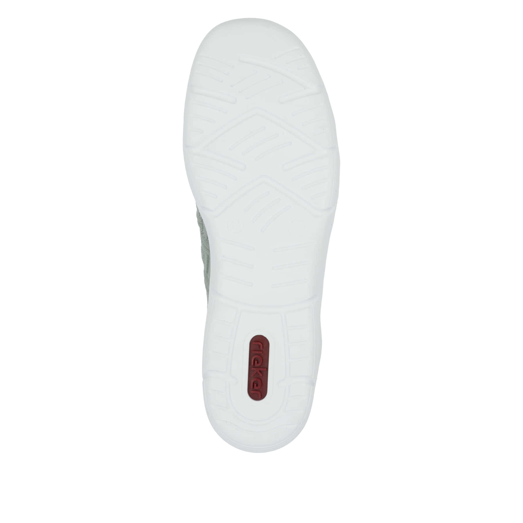 Chaussons Rieker verts végétaliens femme L7463-52 avec bande élastique. Semelle extérieure de la chaussure.