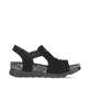 Schwarze Rieker Damen Riemchensandalen 64463-01 mit modischen Raffungen. Schuh Innenseite.