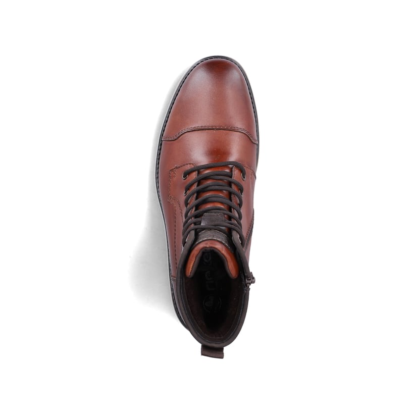 Braune Rieker Herren Schnürstiefel 33440-24 aus Glattleder. Schuh von oben.