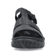 Schwarze Rieker Damen Riemchensandalen 64865-01 mit einem Klettverschluss. Schuh von vorne.