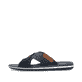 Blaue Rieker Herren Pantoletten 21098-14 mit Komfortweite G sowie leichter Sohle. Schuh Außenseite.