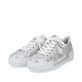 Metallische Rieker Damen Sneaker Low N49W1-90 mit einer Schnürung. Schuhpaar seitlich schräg.