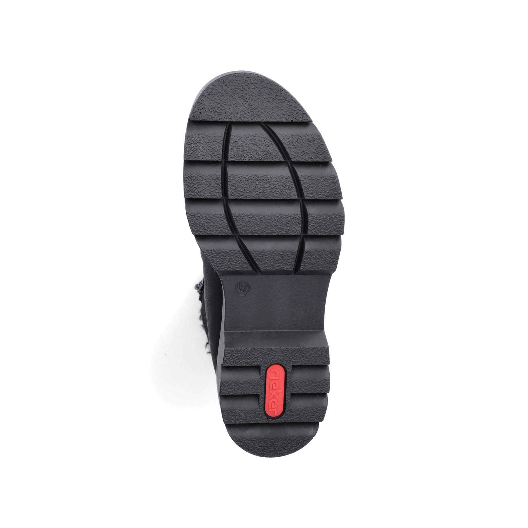 Schwarze Rieker Damen Schnürstiefel 76720-00 mit einem Reißverschluss. Schuh Laufsohle.