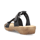 Schwarze Rieker Damen Pantoletten 60885-00 in Löcheroptik mit Klettverschluss. Schuh von hinten.