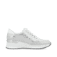 Silberne Rieker Damen Sneaker Low N4316-90 mit einem Reißverschluss. Schuh Innenseite.