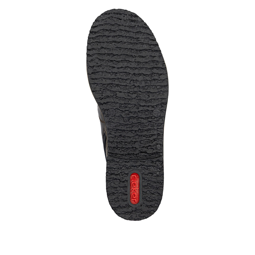 Dunkelbraune Rieker Damen Schnürstiefel 73510-26 mit einem Reißverschluss. Schuh Laufsohle.