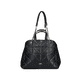 Rieker Shopper H1610-00 in Schwarz mit goldener verflochtener Kette, Reißverschluss und Innenfach. Vorderseite.