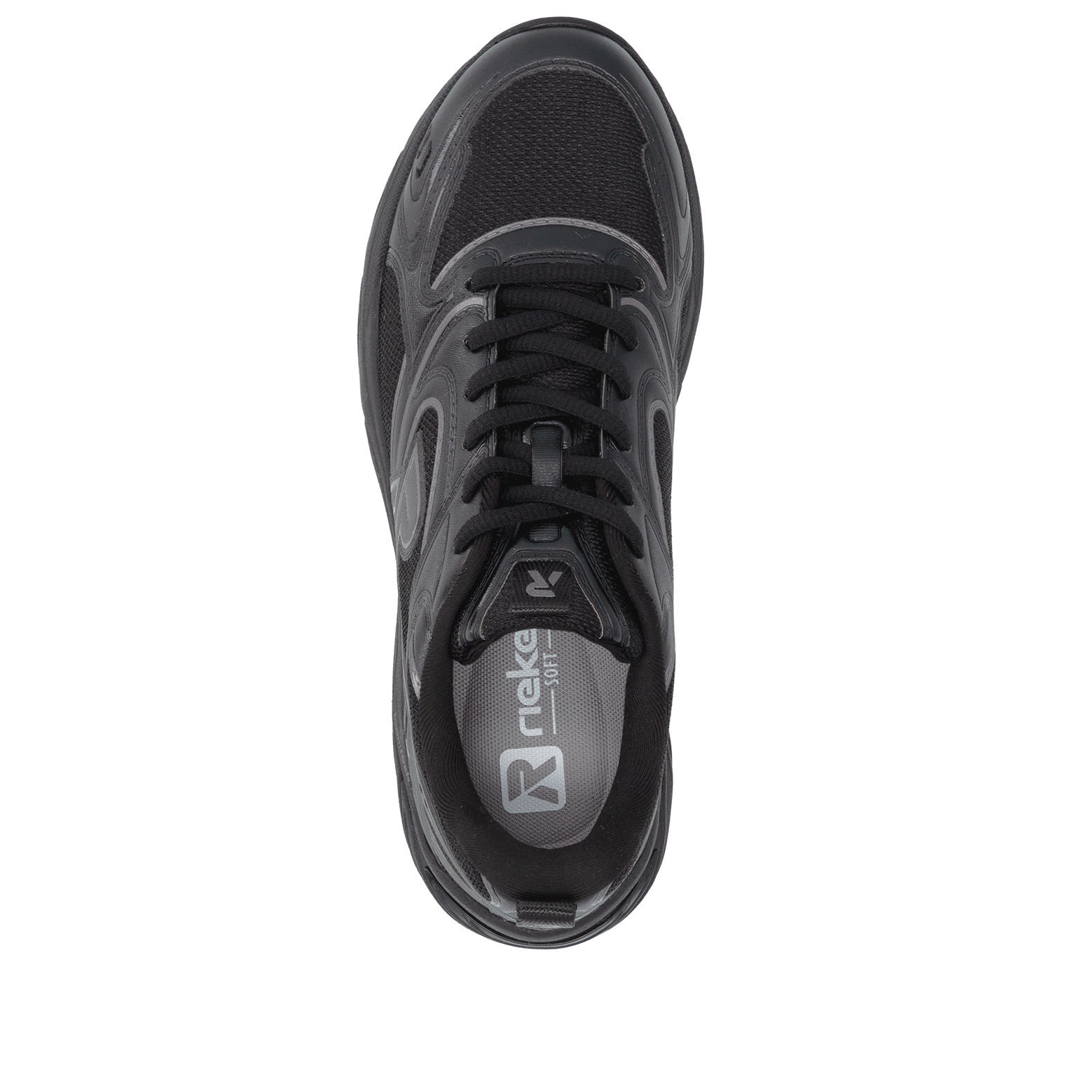 Schwarze Rieker Sport Damen Sneaker Low W4202-00. Schuh von oben.