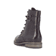 Schwarz-rote Rieker Damen Schnürstiefel 74802-35 mit einem Reißverschluss. Schuh von hinten.