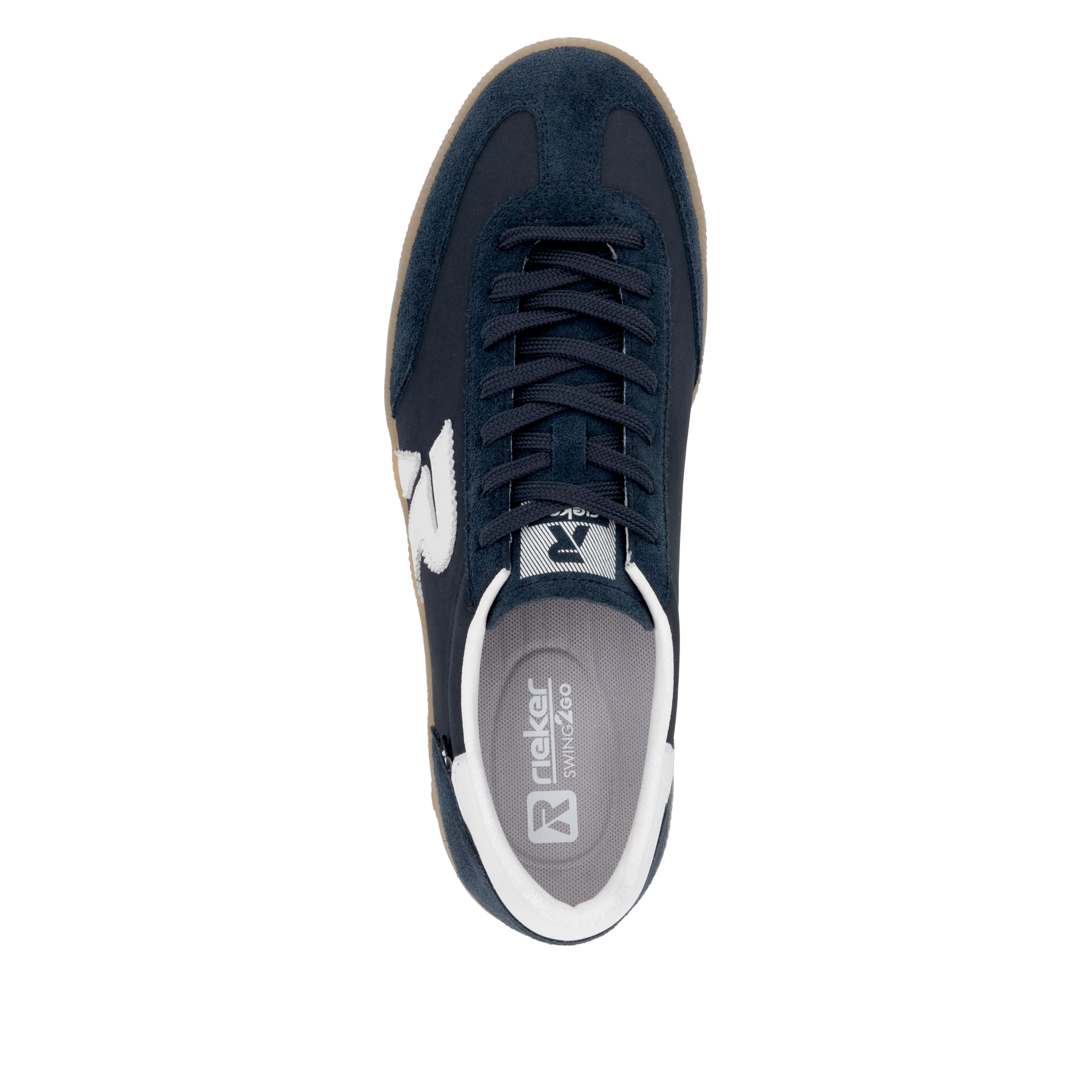 Baskets basses Rieker bleues pour homme U2200-16 avec lacets. Chaussure vue de dessus.