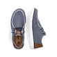 Blaue Rieker Herren Slipper 08600-12 mit einem Gummizug sowie Extraweite H. Schuh von oben, liegend.
