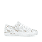 Weiße Rieker Damen Sneaker Low L8843-90 mit Schnürung sowie floralem Muster. Schuh Innenseite.
