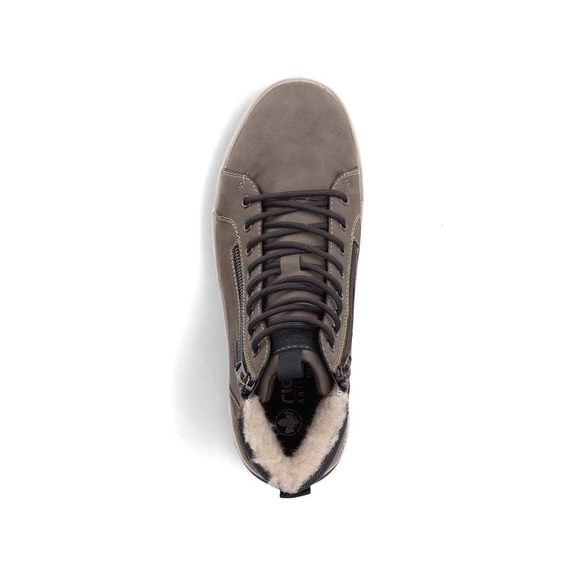 Braune Rieker Herren Sneaker High 36033-24 mit wasserabweisender TEX-Membran. Schuh von oben.