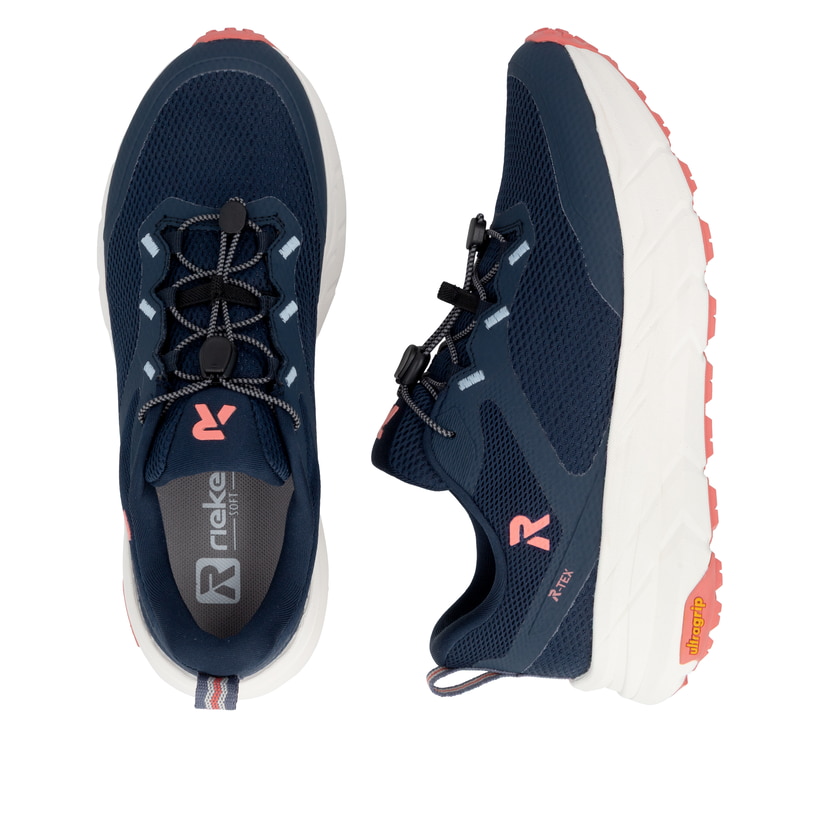Blaue Rieker Sport Damen Sneaker Low W4502-14. Schuh von oben, liegend.