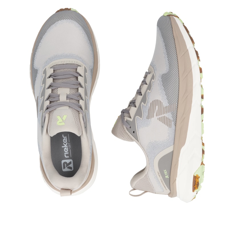 Beige Rieker Sport Herren Sneaker Low U4500-63. Schuh von oben, liegend.