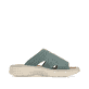 Grüne Rieker Damen Pantoletten V8580-52 mit Gummizug sowie einer leichten Sohle. Schuh Innenseite.