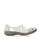 Weiße Rieker Ballerinas 46367-80 mit einem Klettverschluss. Schuh Innenseite.