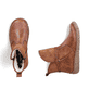 Hellbraune Rieker Damen Kurzstiefel Z3772-22 mit modischer Kordel. Schuh von oben, liegend.