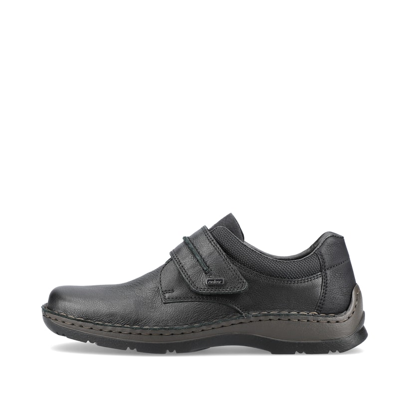 
Tiefschwarze Rieker Herren Slipper 05358-01 mit einer schockabsorbierenden Sohle. Schuh Außenseite