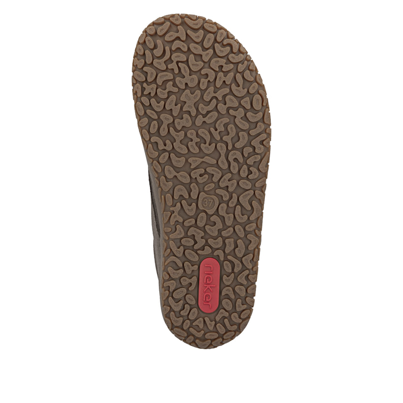 Bottes à lacets Rieker grises pour femmes 52323-45 en cuir velours. Semelle extérieure de la chaussure.