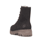 Dunkelbraune Rieker Damen Biker Boots Y7622-25 mit einem Reißverschluss. Schuh von hinten.