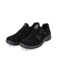 
Tiefschwarze Rieker Damen Slipper L7171-00 mit einer schockabsorbierenden Sohle. Schuhpaar schräg.