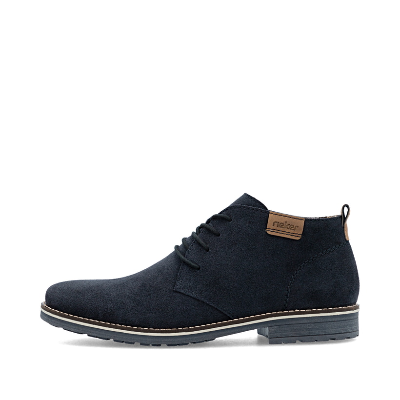 Dunkelblaue Rieker Herren Schnürschuhe 33206-14 aus Rauleder mit Komfortweite G. Schuh Außenseite.