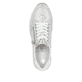 Silberne Rieker Damen Sneaker Low N4316-90 mit einem Reißverschluss. Schuh von oben.