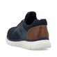 Blaue Rieker Herren Slipper B6652-14 mit einem Gummizug sowie Komfortweite G 1/2. Schuh von hinten.
